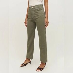 Reformation Sage Green Straight Leg Jeans